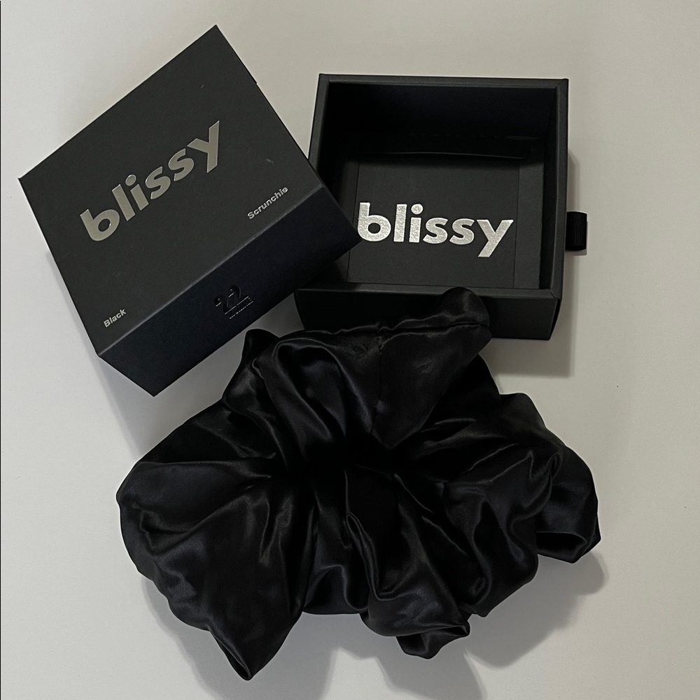 Blissy Black Silk Oversized Scrunchie